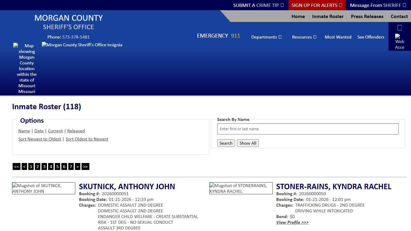 Inmate Roster - Current Inmates Booking Date Descending - Morgan County Sheriff MO